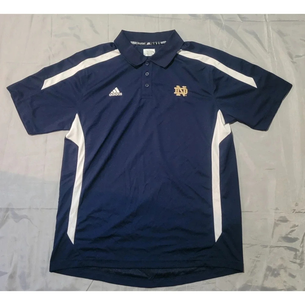 Notre‎ Dame Fighting Irish Mens Large L Golf Polo Shirt Adidas Climalite Euc